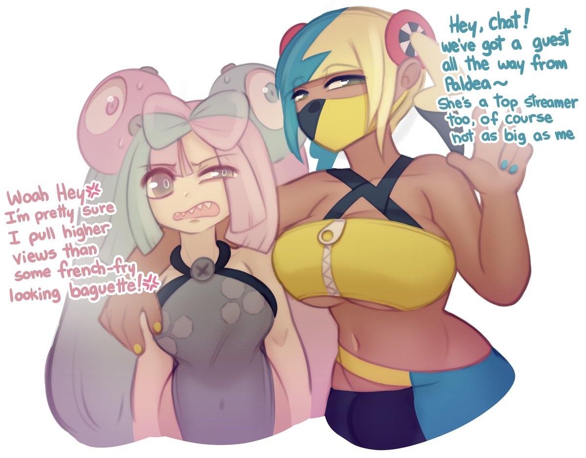 1futa, 1futa1girl, 1girls, anger vein, canari (pokemon), canary (pokemon), female, futa with female, futanari, intersex, iono (pokemon), nanjamo (pokemon), pokemon, pokemon legends: z-a, pokemon sv, raikissu, sfw