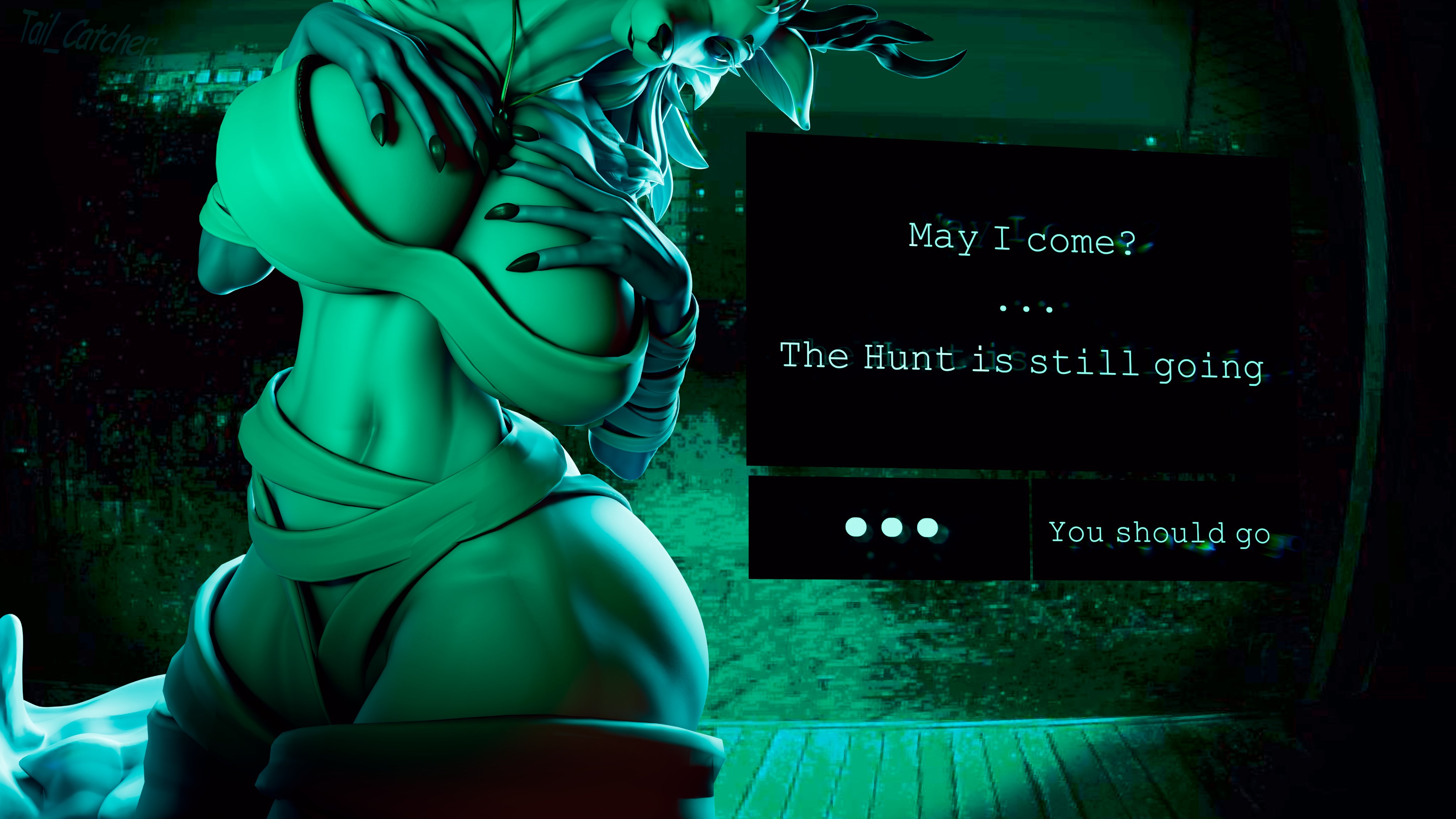 1girls, 3d, 3d (artwork), anthro, antlers, areola, ass, beast (bloodborne), big areola, big ass, big breasts, big nipples, big thighs, bloodborne, breasts, canid, canine, canis, covered eyes, dialogue, door, ear, english text, female, furry, furry female, furry only, huge ass, huge breasts, huge thighs, naked, naked female, nipples, no, i'm not a human, no, i'm not a human (meme), nude, nude female, outdoors, outside, pussy, solo female, tailcatcher, text, thick thighs, thighs, vicar amelia, were, werecanid, werecanine, werecreature, werewolf, werewolf girl, white body, white fur, wolf, wolf girl