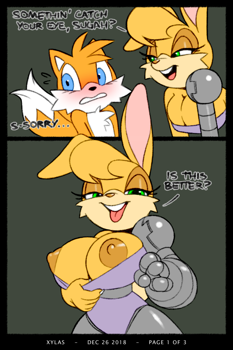 1boy 1girls amputee anthro bunnie_rabbot clothing cyberlimb cybernetics female fox lagomorph male rabbit sonic_(series) tagme tails triple_amputee xylas