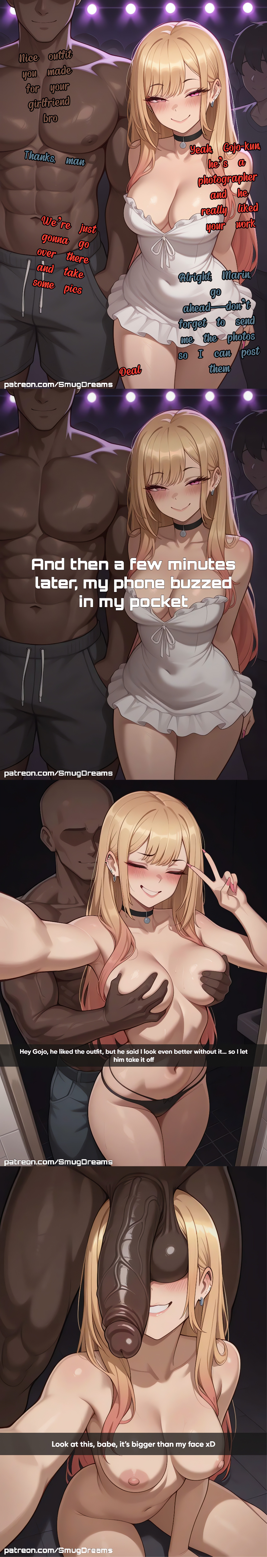 ai generated, blacked clothing, caption, cheating, cheating female, cheating girlfriend, comics, dark-skinned male, girlfriend, interracial, large penis, marin kitag, marin kitagawa, netorare, netorase, netori, ntr, qos, smugdreams, snapchat, snapchat sexting, waifu