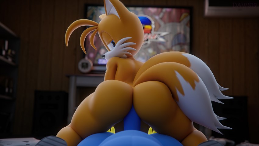 2boys, 3d, 3d (artwork), anal, anal penetration, anthro, anthro on anthro, ass, blender, blender (software), blue body, blue eyes, canid, canine, canis, coel3d, eulipotyphlan, femboy, footwear, fox, gay, handwear, handwear and footwear only, hedgehog, looking back, male only, mammal, miles prower, nude, nude male, orange body, otoko no ko, penis, pov, pov sex, reverse cowgirl position, riding, sega, sex, shoes only, sonic (series), sonic the hedgehog, sonic the hedgehog (series), tails the fox
