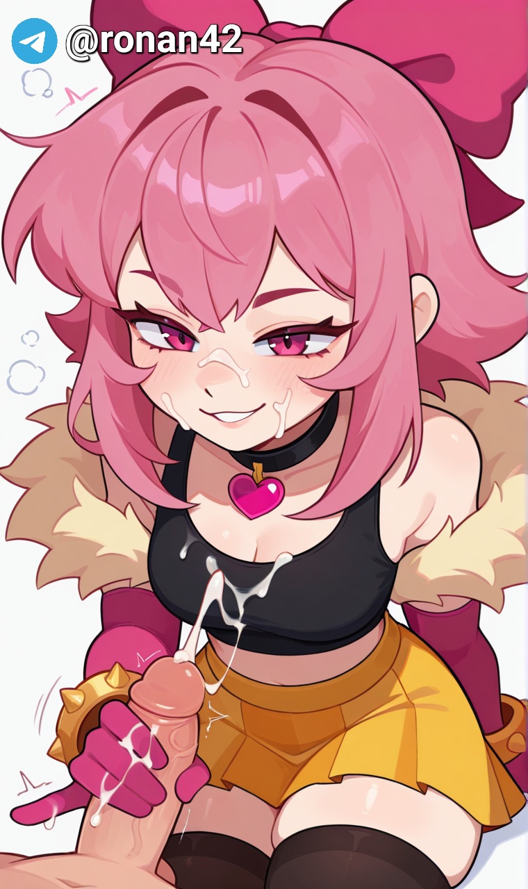 1girls, ai generated, brawl stars, cum, female, handjob, melodie (brawl stars), penis, ronan42