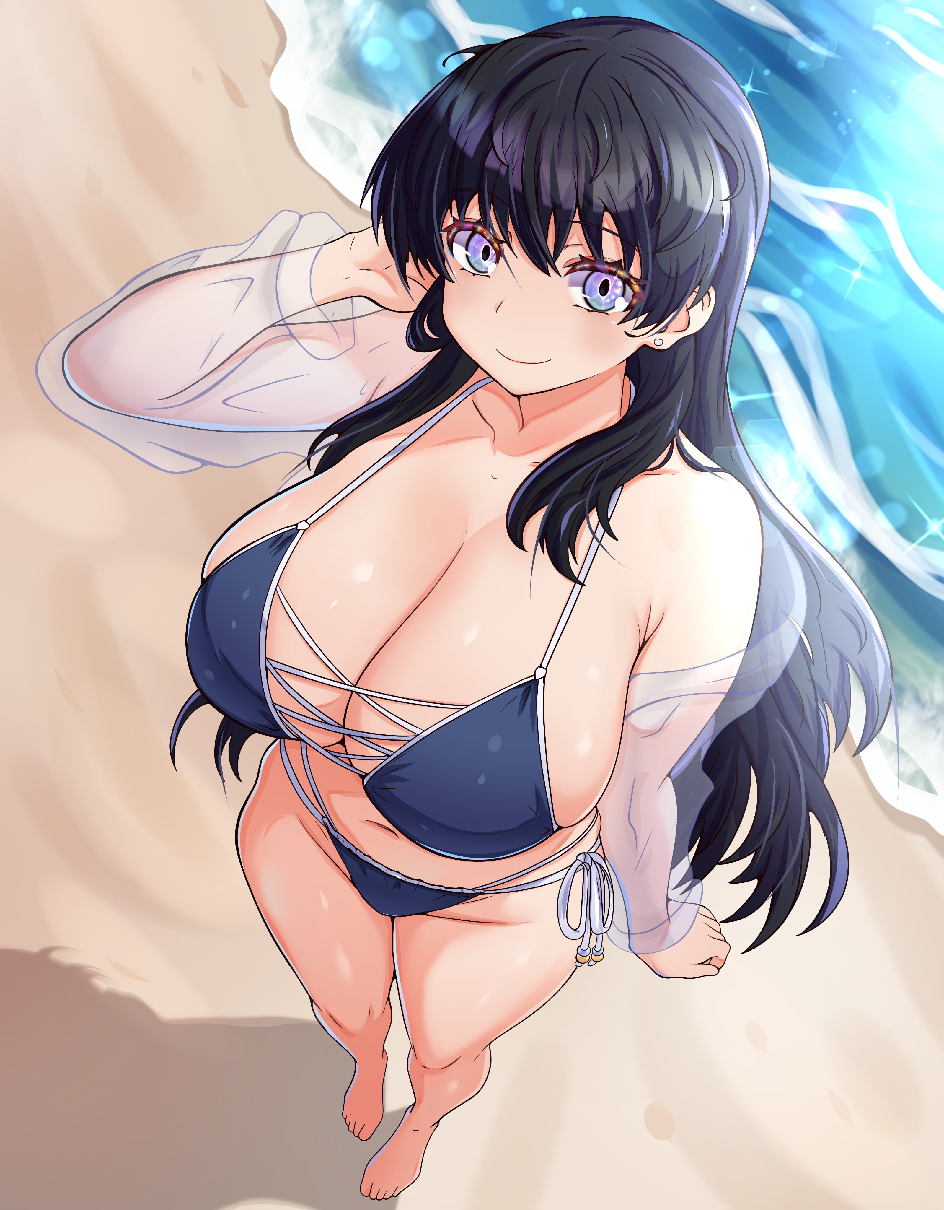 1girls, arato nagi, big breasts, breasts, female, female focus, female only, large breasts, light skin, light-skinned female, mrrollingcircle, ruri no houseki, solo, thick thighs, thighs, wide hips