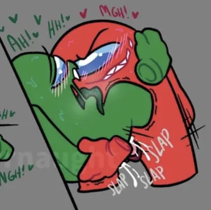 1ambiguous, 1boy, among us, blush, cum, cum inside, moaning, smirk, tagme, unknown artist