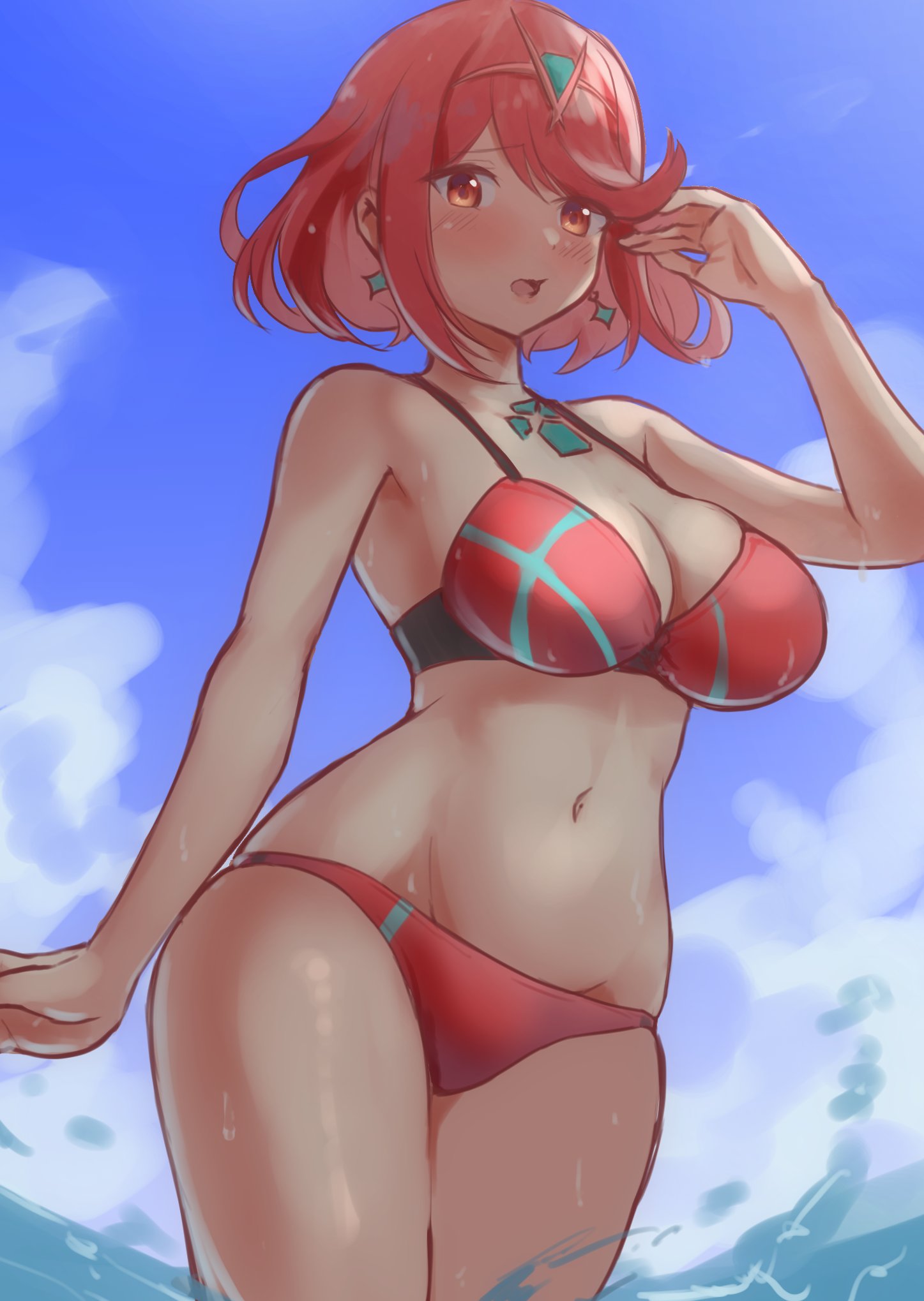 breasts female female_only kwrssbsp nintendo pyra solo swimsuit xenoblade_(series) xenoblade_chronicles_2