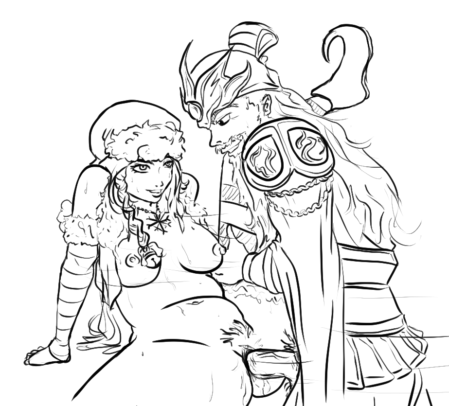 1boy 1girls alternate_costume asian_mythology chinese_mythology female goddess guan_yu_(smite) hi-rez_studios line_art male mythology nice_and_naughty_nu_wa nu_wa_(smite) nude pussy sex smite solo spread_legs vaginal_penetration vaginal_sex