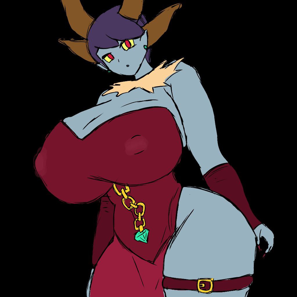 belt_on_leg blue_skin brawl_stars dhet giant_ass giant_breasts horns hourglass_figure malicious_mandy_(brawl_stars) tight_clothing tight_dress yellow_eyes