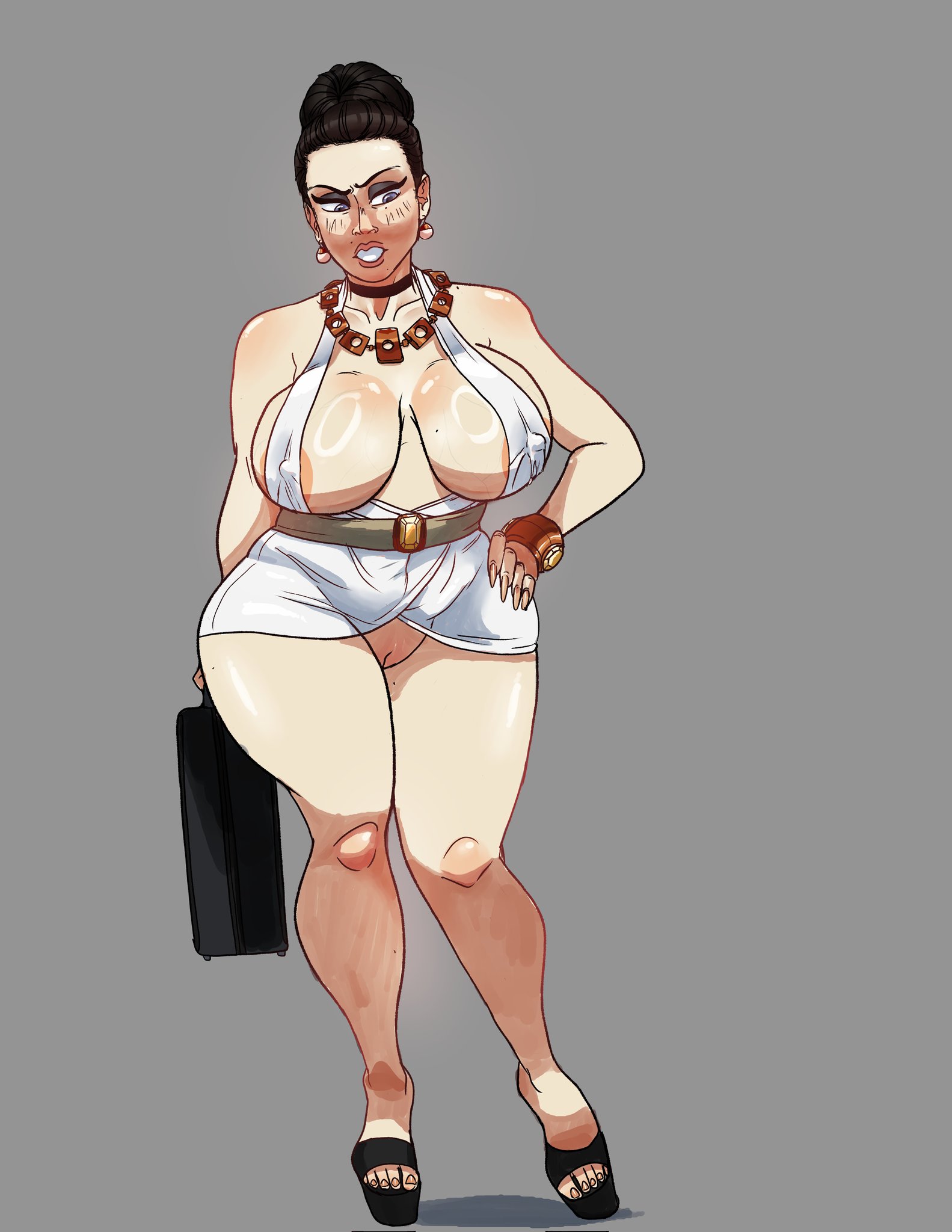 2d, 2d (artwork), capcom, cleavage, excella gionne, female, female only, full body, no panties, resident evil, resident evil 5, short dress, skimpy, skimpy clothes, skimpy dress, smmyart, tagme, undertagged