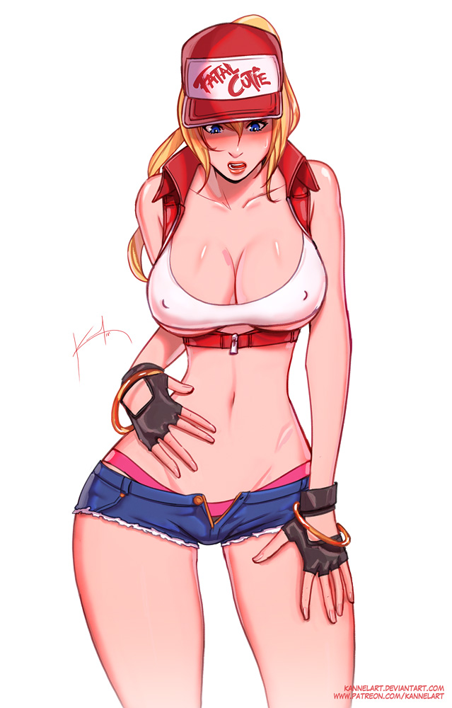 1girls breasts canon_genderswap cleavage fatal_fury female female_only genderswap genderswap_(mtf) kannelart king_of_fighters panties rule_63 short_shorts snk snk_heroines:_tag_team_frenzy solo terry_(snk_heroines:_tag_team_frenzy) terry_bogard