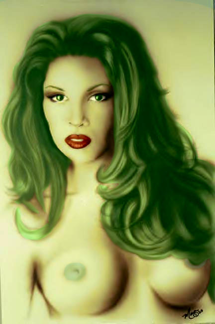 green_hair lorna_dane marvel marvel_comics mutant_(marvel) nipples polaris_(x-men) straight_hair tagme x-men