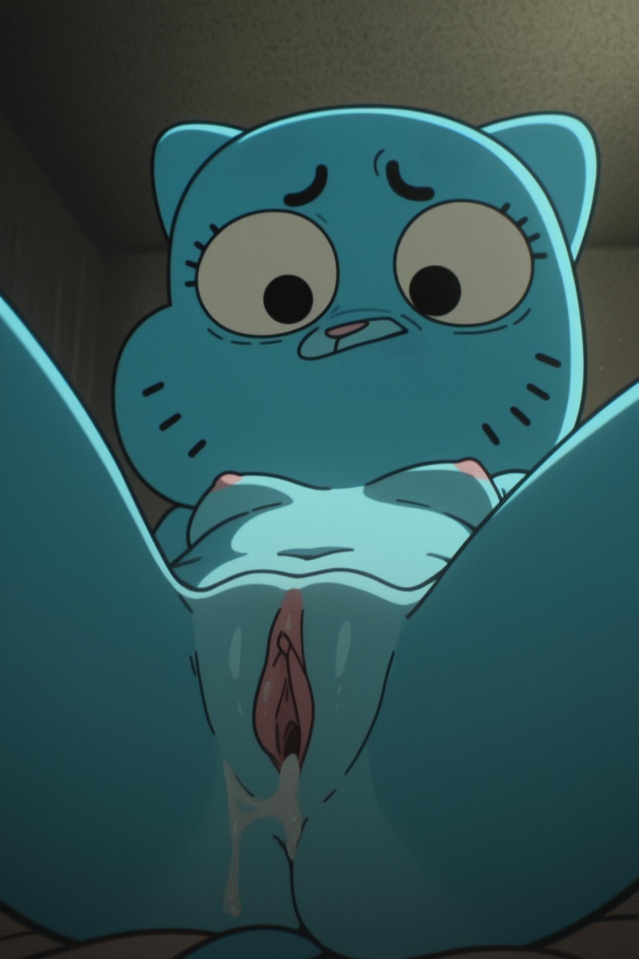 ai generated, cum in pussy, justsomebuddy, nicole watterson, pussy focus, the amazing world of gumball, unwanted creampie, unwanted impregnation
