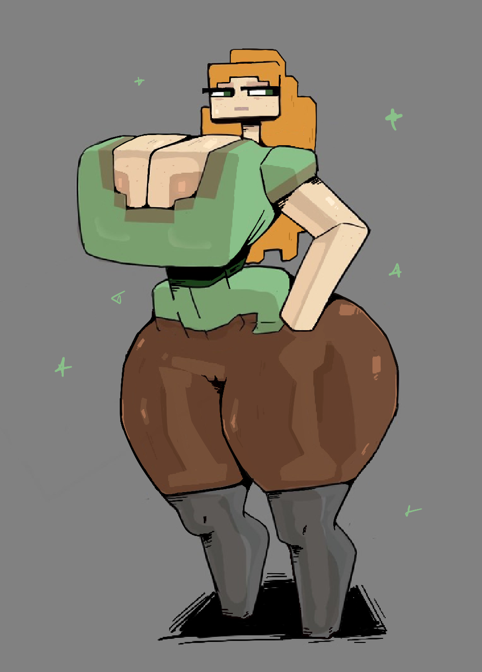 alex (minecraft), big ass, big breasts, big butt, cubic body, cubic breasts, dudetherealest, huge areolae, huge ass, huge breasts, huge butt, huge nipples, huge thighs, minecraft