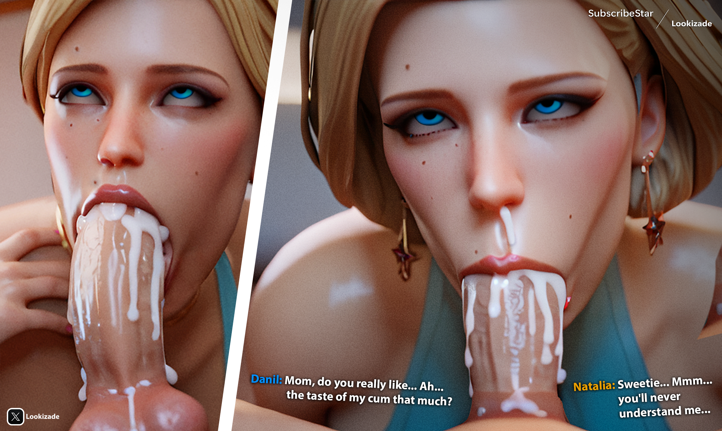 1boy, 1girls, 2d, 2d (artwork), 2d artwork, 3d, 3d (artwork), ai generated, barefoot, big ass, big breasts, big butt, big cock, big thighs, breasts, breasts bigger than head, cleavage, comic, comic page, createdwithai, cuckold, cum, cum in mouth, cum inside, cum out nose, curvaceous, curvy, curvy figure, digital drawing (artwork), dress, edging, english text, feet, feet up, female, female focus, generated by ai, heels, high heels, hips, huge ass, huge breasts, huge cock, huge thighs, incest, large ass, large breasts, large thighs, leaking cum, light skin, light-skinned female, lipstick, lipstick mark, lipstick marks, lipstick on balls, lipstick on penis, lookizade, male, male/female, mature, mature female, mature woman, milf, mommy, mother, mother and son, naked, naked female, naked male, older female, older female and younger male, original, original character, original characters, pose, red lipstick, seducing, seductive, seductive eyes, seductive look, seductive mouth, seductive pose, seductive smile, sex, sex from behind, sexy, sexy pose, slim waist, son, spread legs, straight, tagme, teasing, text, text bubble, thick, thick hips, thick legs, thick thighs, thighs, tight clothes, tight clothing, tight fit, tight pussy, tights, voluptuous, waist, wide hips, younger male