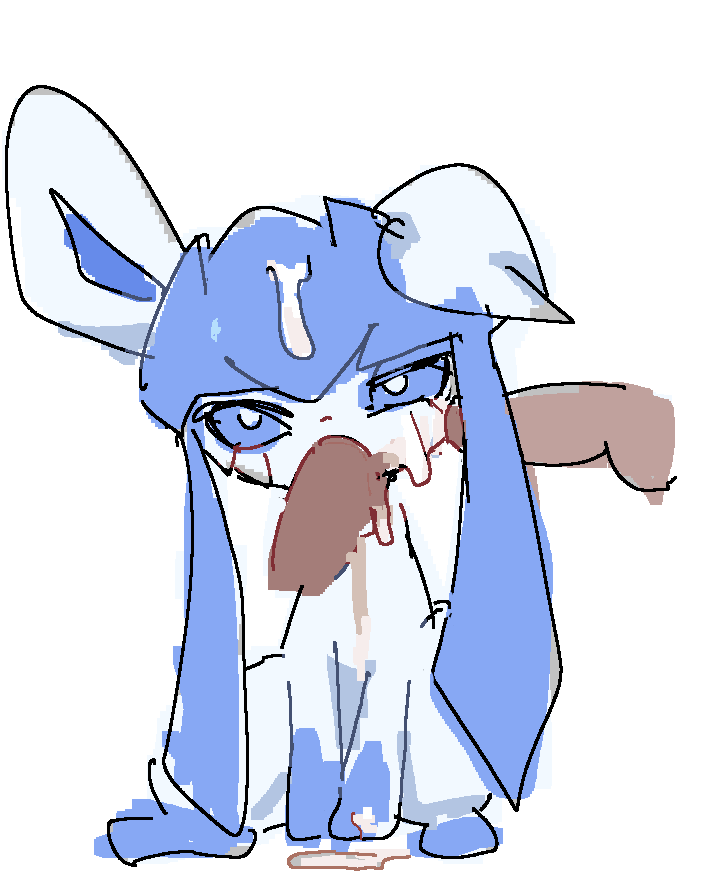 ambiguous_gender blue_body blue_eyes bodily_fluids cum cum_everywhere cum_in_mouth cum_inside digital_media_(artwork) eeveelution feral generation_4_pokemon genital_fluids genitals glaceon messy nintendo open_mouth penis podo pokemon pokemon_(species) simple_background solo white_background