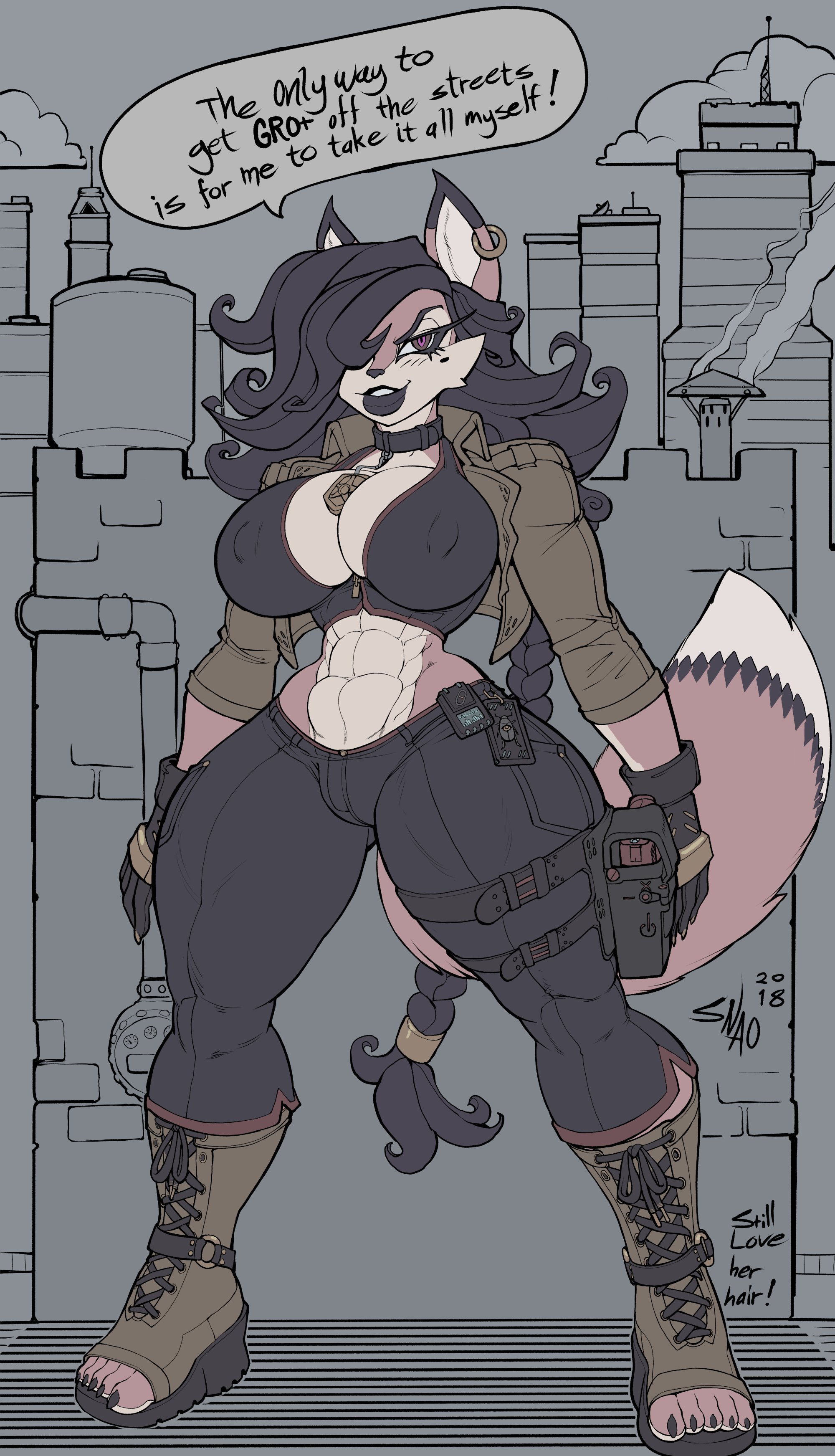anthro, breasts, busty, carmelita fox, female, fox, fox ears, fox tail, fur, furry, hourglass figure, sly cooper (series), smooth fur, snao, tagme, wide hips