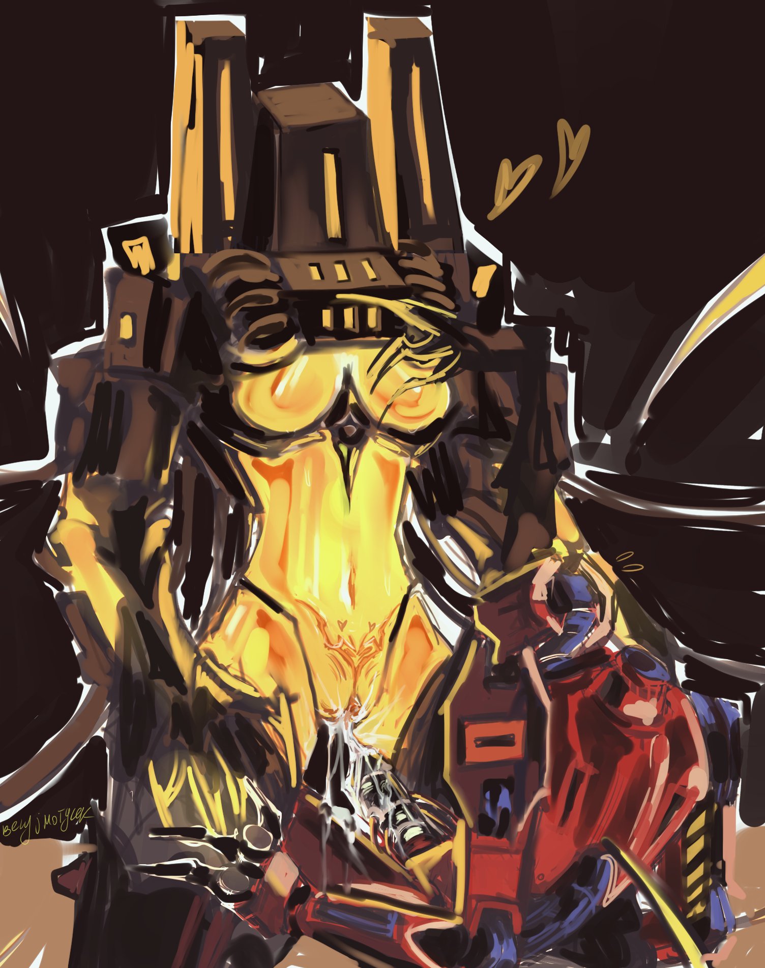 cum, dick, digital media (artwork), female, male, male/female, mindflayer (ultrakill), motyl63541, penis, pussy, sex, ultrakill, v2 (ultrakill)