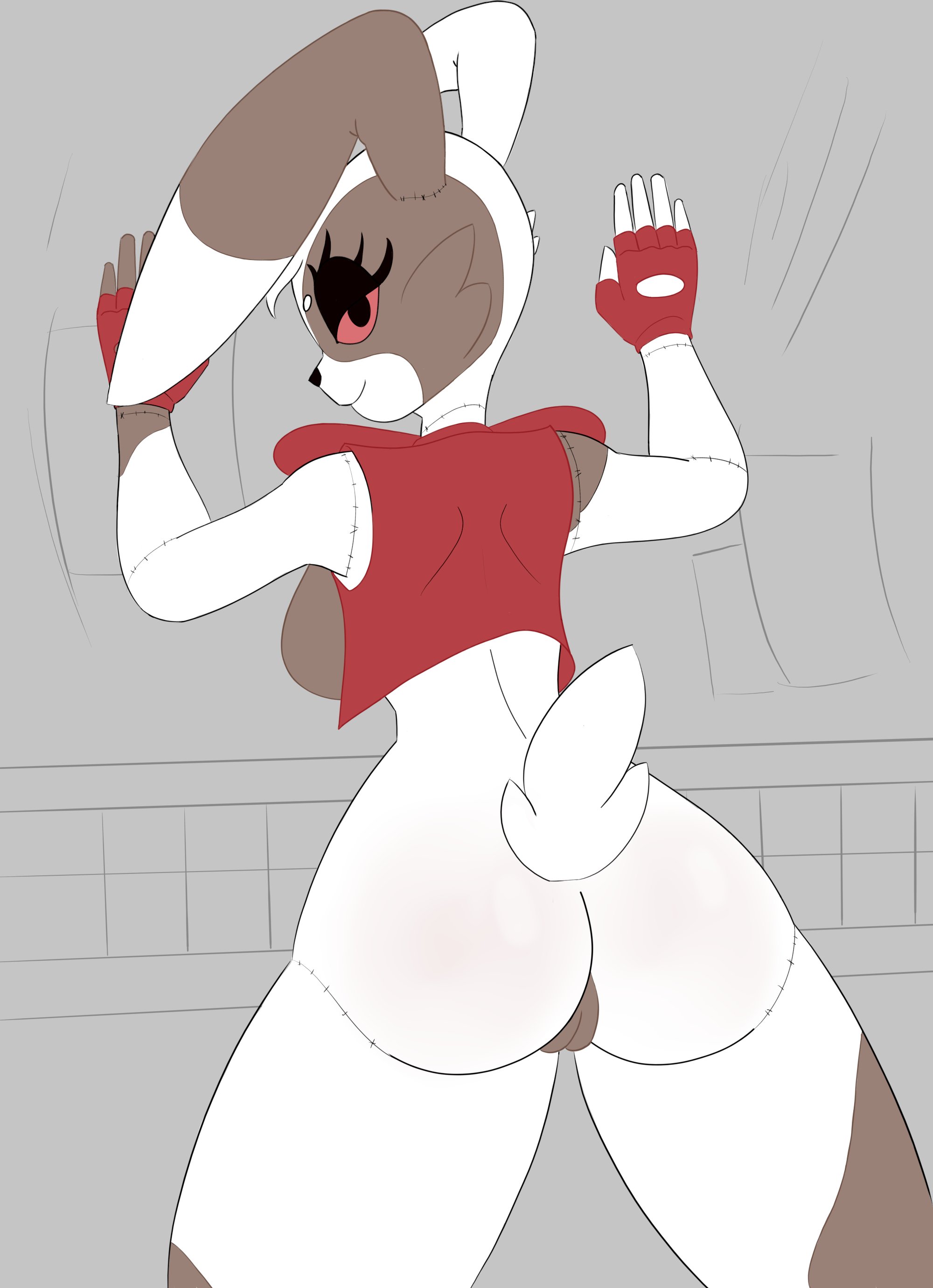 anthro, ass, brown body, bunny ears, bunny girl, female, female only, five nights at freddy's, five nights at freddy's: security breach, furry, genitals, pussy, red eyes, solo, tagme, vanny (fnaf), video games, zhenai