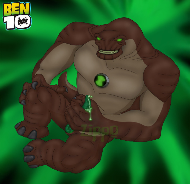 1boy alien ben_10 dinosaur green_eyes humungousaur male male_only penis solo vaxasaurian