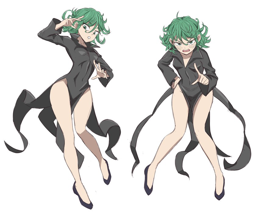 1girls female female_only floating flowerpigeon73 flying green_hair multiple_views one-punch_man revealing_clothes solo tagme tatsumaki