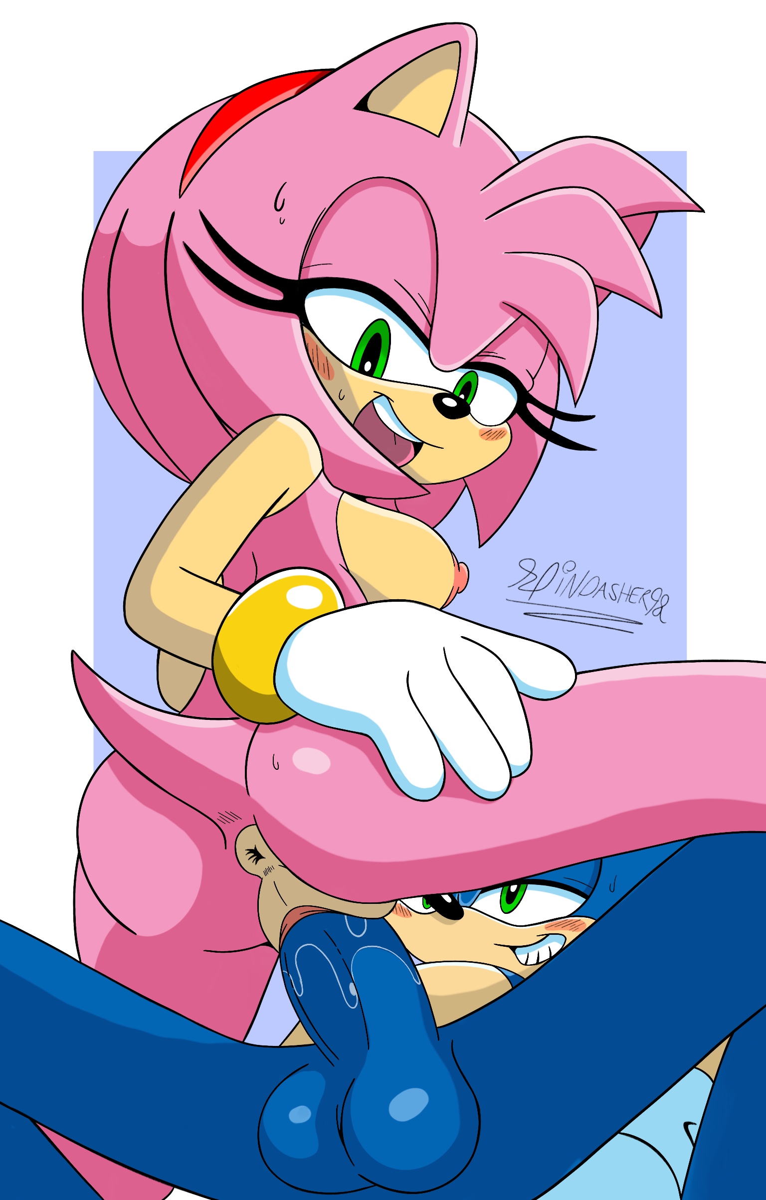 absurd res, amy rose, anthro, breasts, cowgirl position, duo, eulipotyphlan, female, from front position, hedgehog, hi res, male, male/female, mammal, on bottom, on top, penetration, penile, penile penetration, penis, penis in pussy, penis in vagina, pussy, sega, sex, small breasts, sonic (series), sonic the hedgehog, sonic the hedgehog (series), spindasher98, vaginal penetration