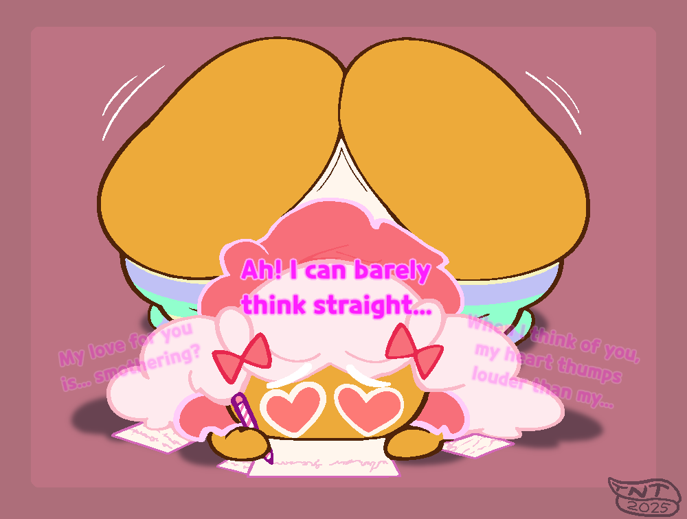 ass up, cookie run, cookie run ovenbreak, cotton candy cookie, dialogue, english text, face down ass up, tagme, thickandtwisted, wedgie, wiggle lines, writing