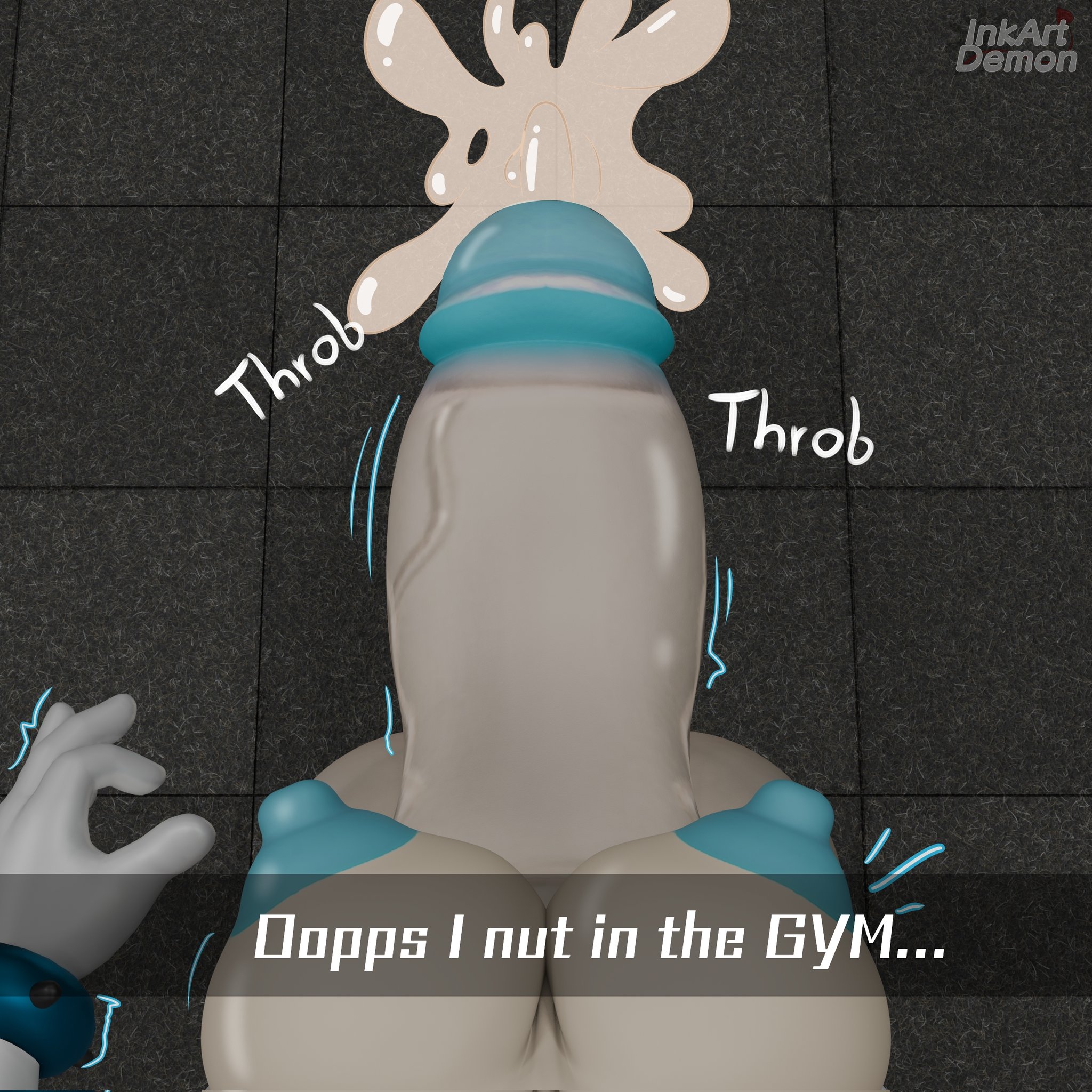 3d, accidental, accidental circumstance, accidental cumshot, anthro, caption, caption box, chloe (inkartistdemon), cum, cum on floor, cumming, exaggerated anatomy, exaggerated proportions, futanari, huge balls, huge cock, hyper, hyper balls, hyper genitalia, hyper penis, hyper testicles, inkartistdemon, massive balls, massive penis, oc, penis, pov, sega, sequence, sequence parts, sonic (series), sonic oc, sonic the hedgehog (series), throbbing penis, veiny penis