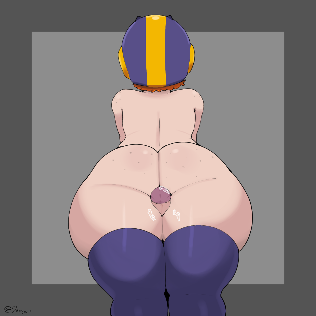 1boy, 1girls, ass, ass focus, bea (brawl stars), brawl stars, daxywt, freckles, freckles on ass, male/female, penis, thick ass, thigh sex, thighhighs, thighjob, thighs