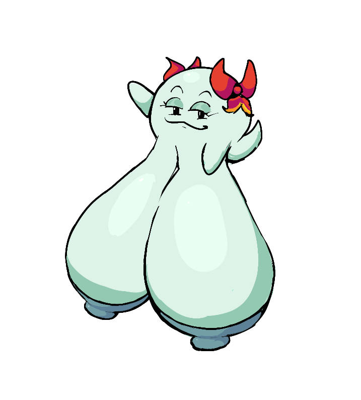 1girls, ball with boobs, ball with hyper features, boo (mario), breasts, breasts bigger than body, breasts bigger than head, female, ghost, ghost girl, https://www.deviantart.com/scarmentor/art/lady-bow-1121863783, hyper, hyper breasts, lady bow, mario (series), mario bros, massive breasts, nintendo, paper mario, scarmentor, super mario bros., waddling head, white background, xxturkiaxx