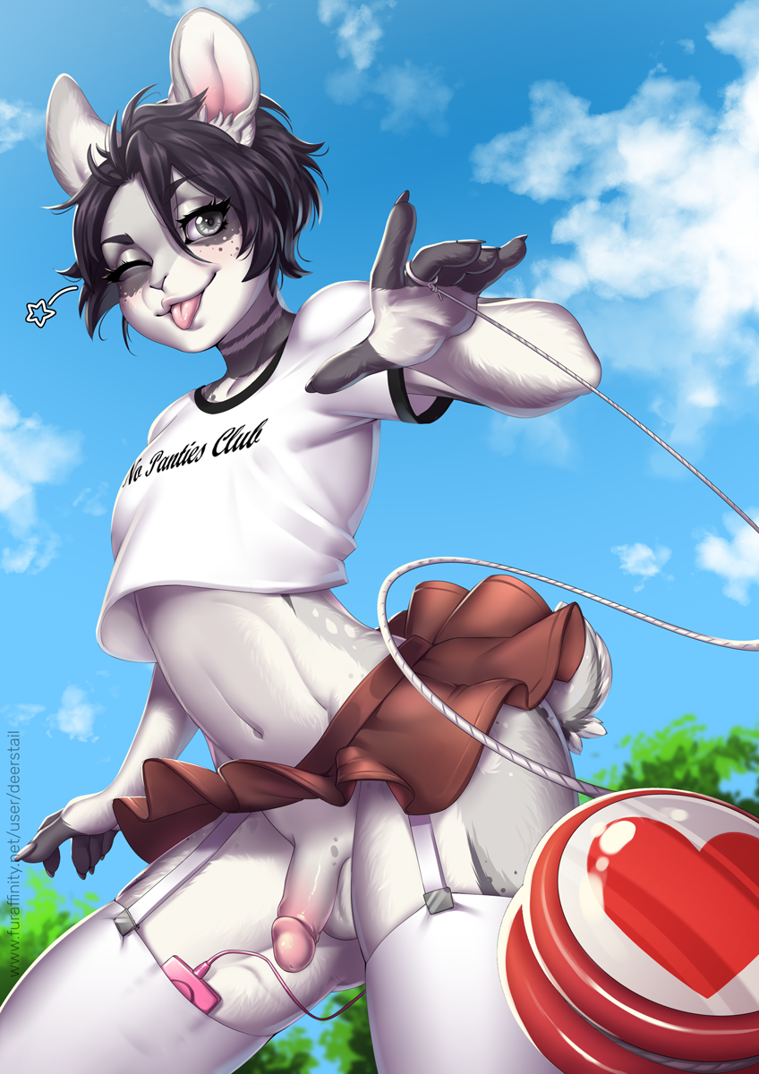 2020 5_fingers anthro black_hair bottomwear clothed clothing crossdressing day deerstail detailed_background digital_media_(artwork) eyebrows eyelashes fingers furry girly grey_eyes hair hi_res lagomorph leporid male mammal outside rabbit skirt sky smile solo