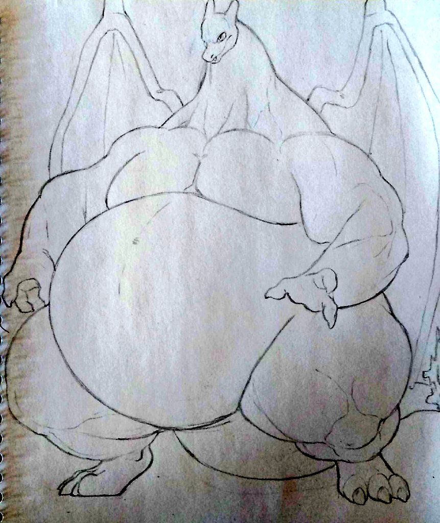 belly charizard huge_belly itzcharlie kosmonius male male_only muscular muscular_male nintendo overweight overweight_male pokemon pokemon_(species) solo solo_male thick_thighs