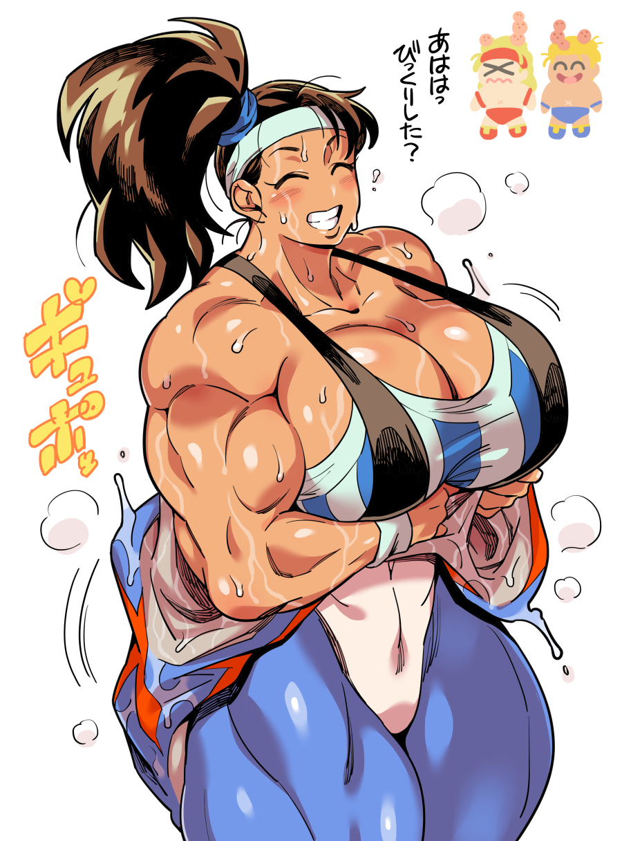 biff_slamkovich big_breasts big_smile black_widow_(muscle_bomber) blush breasts capcom cleavage doboshiru gunloc happy headband huge_breasts huge_thighs muscle_bomber muscles muscular muscular_arms muscular_female muscular_legs muscular_thighs ponytail saturday_night_slam_masters scrunchie shiny shiny_hair shiny_skin side_ponytail slam_masters smile smiling steam steamy sweat sweatband sweatdrop sweaty sweaty_arms sweaty_breasts taking_clothes_off taking_off tan tan_body tan_skin thick_thighs wrestler wrestling_outfit