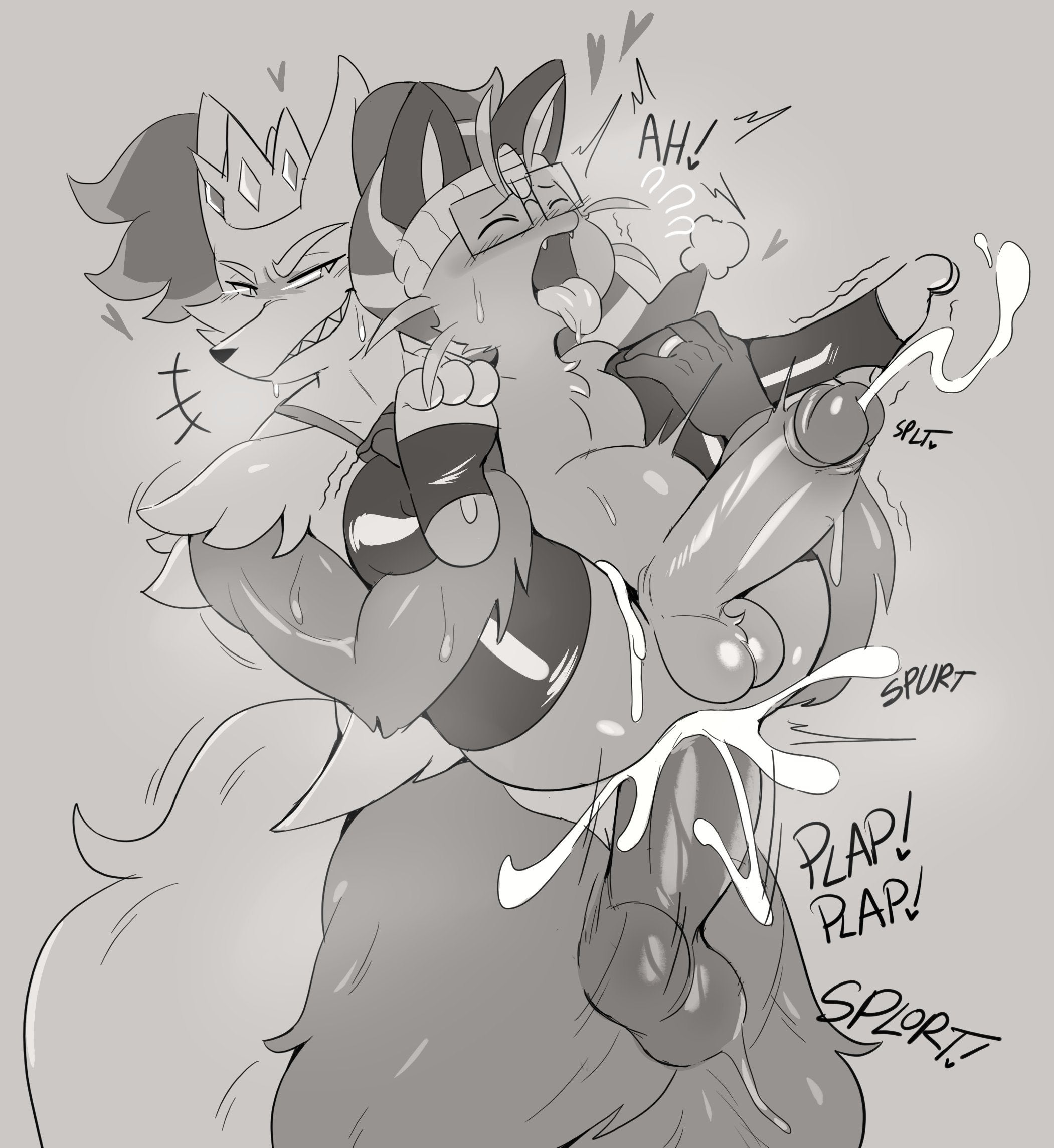 2boys, 2d, 2d (artwork), 2d artwork, alolan meowth, anal, anthro, ass, balls, big balls, big penis, braixen, crown, cum, cum drip, cum in ass, cum inflation, cum inside, cum on body, cum while penetrated, cumming while penetrating, cumshot, delphox, duo, duo focus, duo male, fox, full nelson, furry, game freak, gay, generation 1 pokemon, generation 6 pokemon, generation 7 pokemon, j1nu, jinu, jinu (character), male, male focus, male only, male penetrated, male penetrating, male penetrating male, male/male, meowth, monochrome, nintendo, penetration, penis, plap, pleased, pleased expression, pleasure, pleasure face, pleasured, pleasured face, pokémon (species), pokemon, pokemon (species), tagme, twitter, yaoi