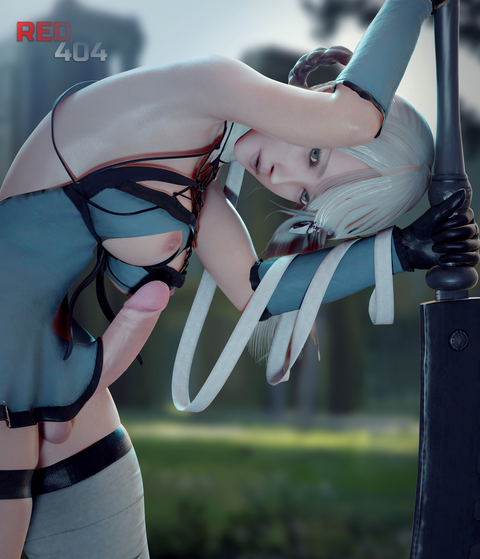 3d, breasts, busty, futa only, futanari, hourglass figure, intersex, kaine (nier), nier (series), nier replicant, red404, square enix, wide hips