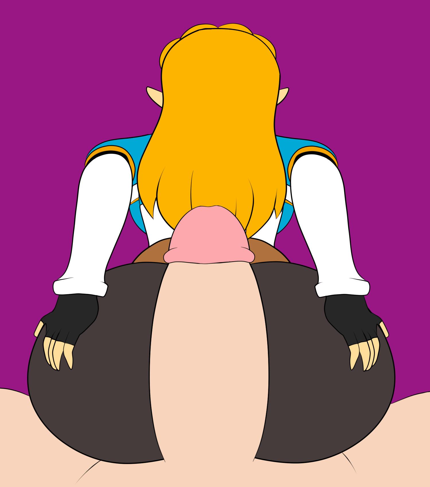 1boy, 1girls, 5 fingers, ass, backboob, big ass, big butt, big penis, blonde hair, breath of the wild, clothed, clothes, clothing, erection, female, fingerless gloves, from behind, hair, hands on ass, hips, huge ass, huge butt, huge cock, hylian, legs apart, long hair, long sleeves, male, nintendo, nude, nude male, nude male clothed female, penis, pointy ears, pov, pov male, princess, princess zelda, purple background, rear view, royalty, scarecorrode, shirt, simple background, sitting, sitting on lap, sitting on person, straight, the legend of zelda, thick penis, tight clothing, tight pants, tights, video games, wide hips, yellow hair, zelda (breath of the wild)