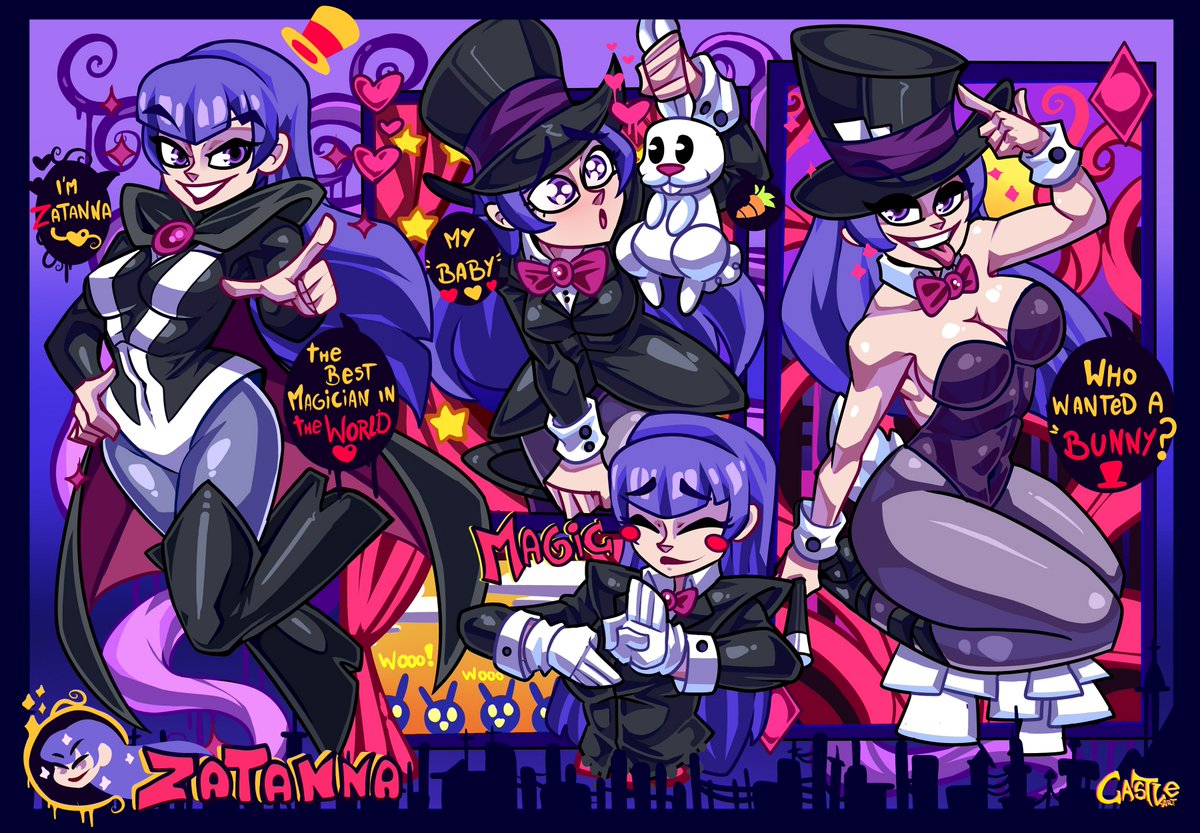 breasts, castleart, cleavage, comic, dc, dc comics, dc super hero girls, female, straight hair, thick thighs, top hat, wide hips, zatanna, zee zatara