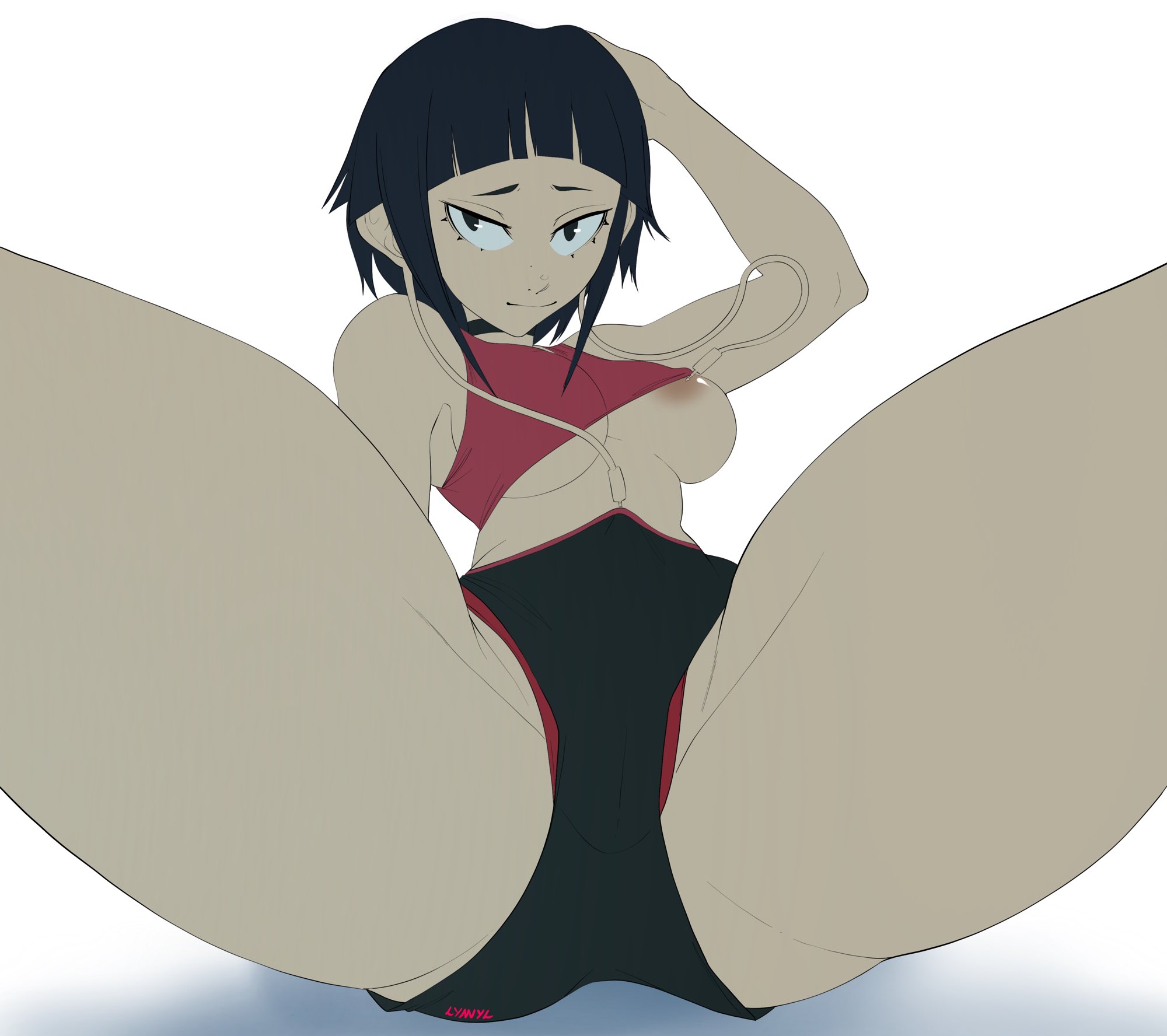 black hair, female, female focus, kyoka jiro, my hero academia, nipple slip, noblood, short hair, shounen jump, tagme
