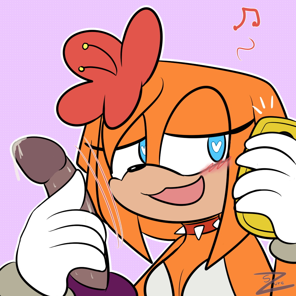 <3_eyes anthro blue_eyes breasts dress echidna female finger heart_eyes male musical_note orange_body orange_hair penis penis_grab sega silverzure singing smile sonic_(series) straight tikal_the_echidna