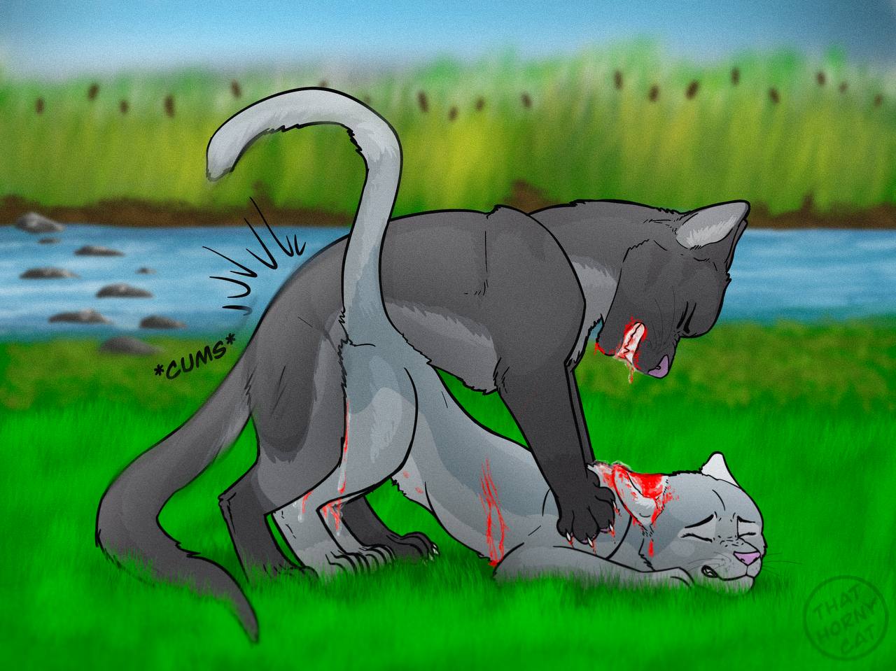 bite bite_mark blood bodily_fluids domestic_cat domination duo ear_bite felid feline felis female female_penetrated feral forced gore graystripe_(warriors) male male/female male_domination male_penetrating male_penetrating_female mammal orgasm penetration rape silverstream_(warriors) thathornycat warriors_(cats)