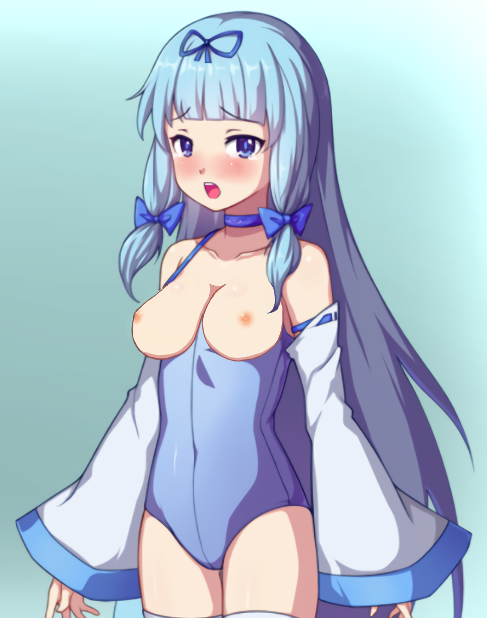 blue_hair blush breasts_out edit looking_at_viewer open_mouth rabi-ribi rita_(rabi-ribi) tears