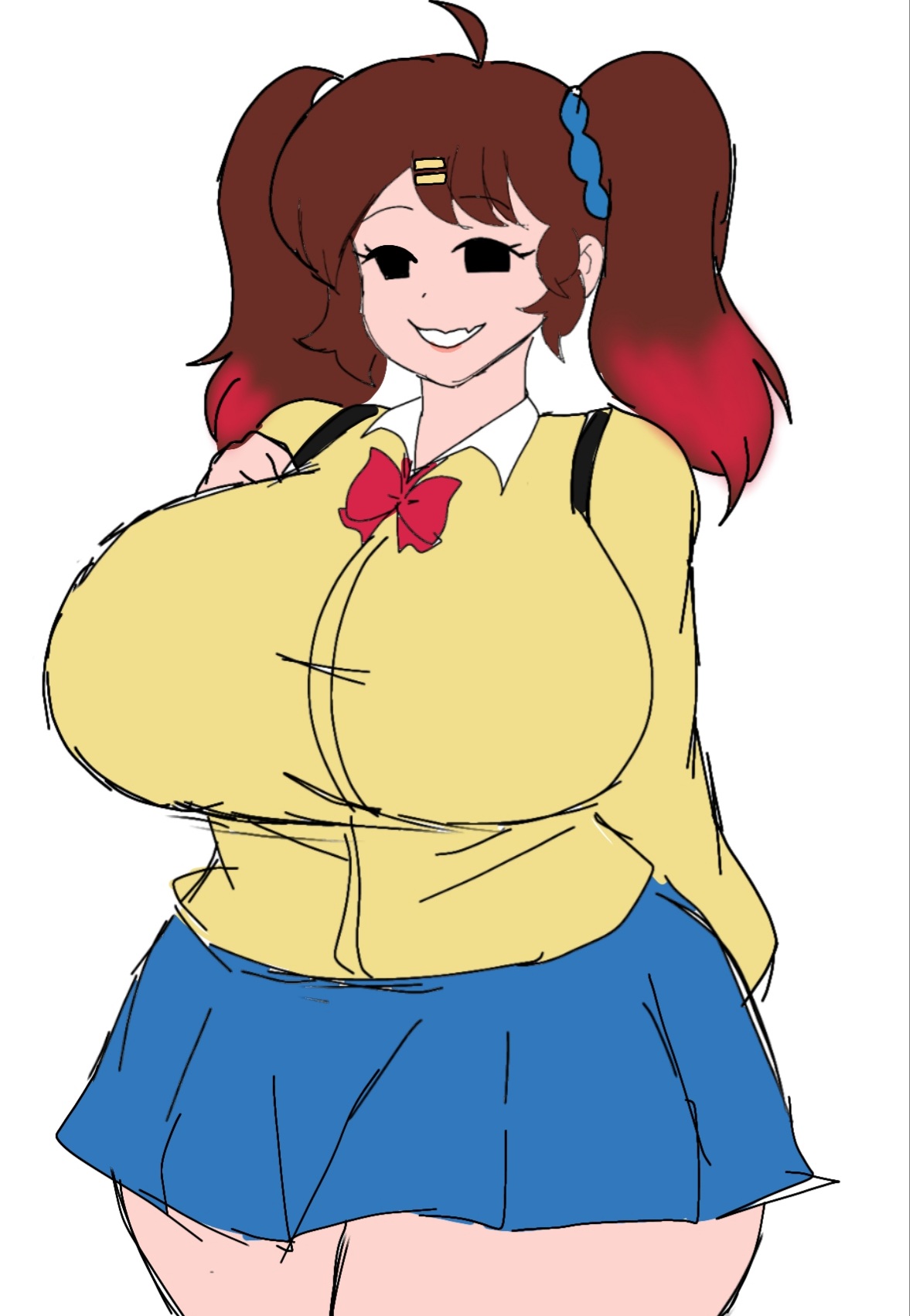 ass, big ass, big breasts, breasts, clothed, female, female only, friday night funkin, girlfriend (friday night funkin), gyaru, huge ass, huge breasts, momiji (artist), school, schoolgirl, toony