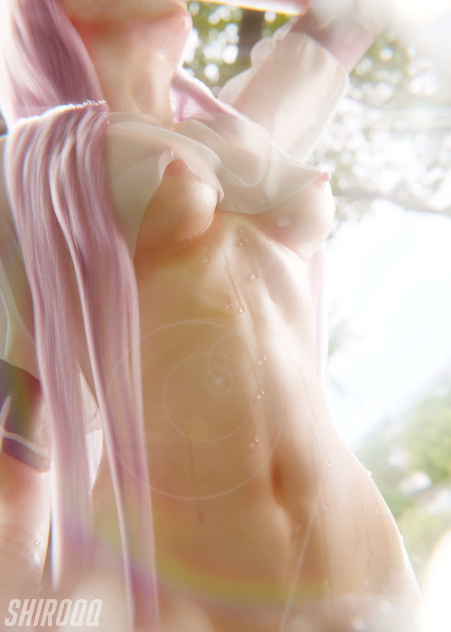 1girls 3d areolae big_breasts blender breasts darling_in_the_franxx female female_only large_breasts nipples shir0qq solo zero_two_(darling_in_the_franxx)