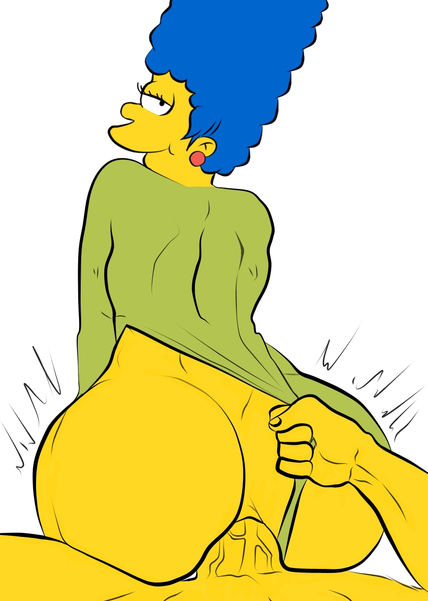 anal, androidspaints, ass, big ass, big penis, clothed sex, clothing, female, male, marge simpson, mrpotatoparty, penis, reverse cowgirl position, sentones, the simpsons, unknown male