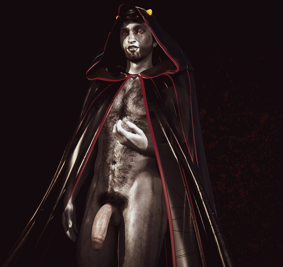 3d 3d_(artwork) big_penis cape functionally_nude hairy_chest homestuck hopefulsquire male male_only penis_out pubic_hair solo_male the_signless