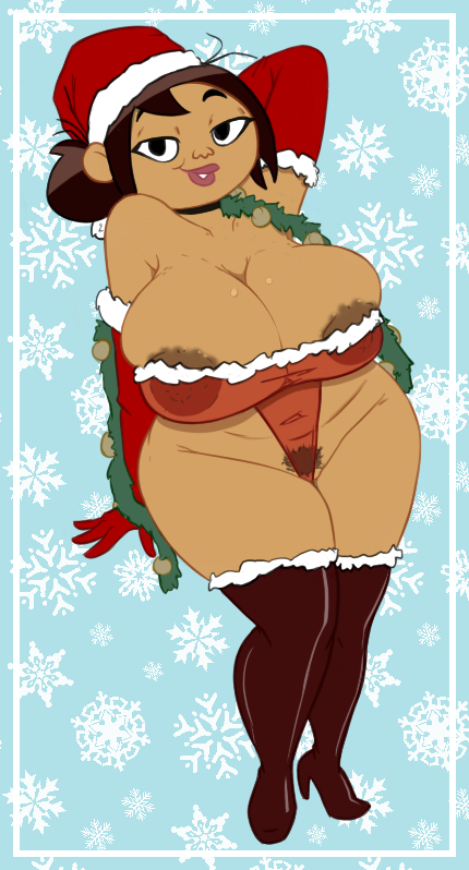 1girls alternate_version_available big_breasts christmas christmas_outfit disney disney_channel disney_xd huge_breasts looking_at_viewer mature mature_female milf sharon_mcgee terrible_the_drawfag the_ghost_and_molly_mcgee voluptuous voluptuous_female zeigram