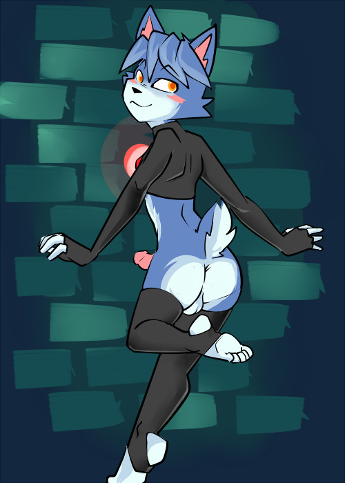 anthro anus ass axyn axyn's_adventure axyn_(shinlalala) backsack balls blue_body blue_fur blue_hair bottomless bottomless_anthro bottomless_male canid canine canis clothed clothing crop_top digital_media_(artwork) domestic_dog erection femboy fur genitals hair humanoid_genitalia humanoid_penis leggings legwear looking_at_viewer looking_back male male_focus male_only mammal penis rear_view shiba_inu shirt short_tail solo spitz tail topwear toxoglossa white_body white_fur yellow_eyes