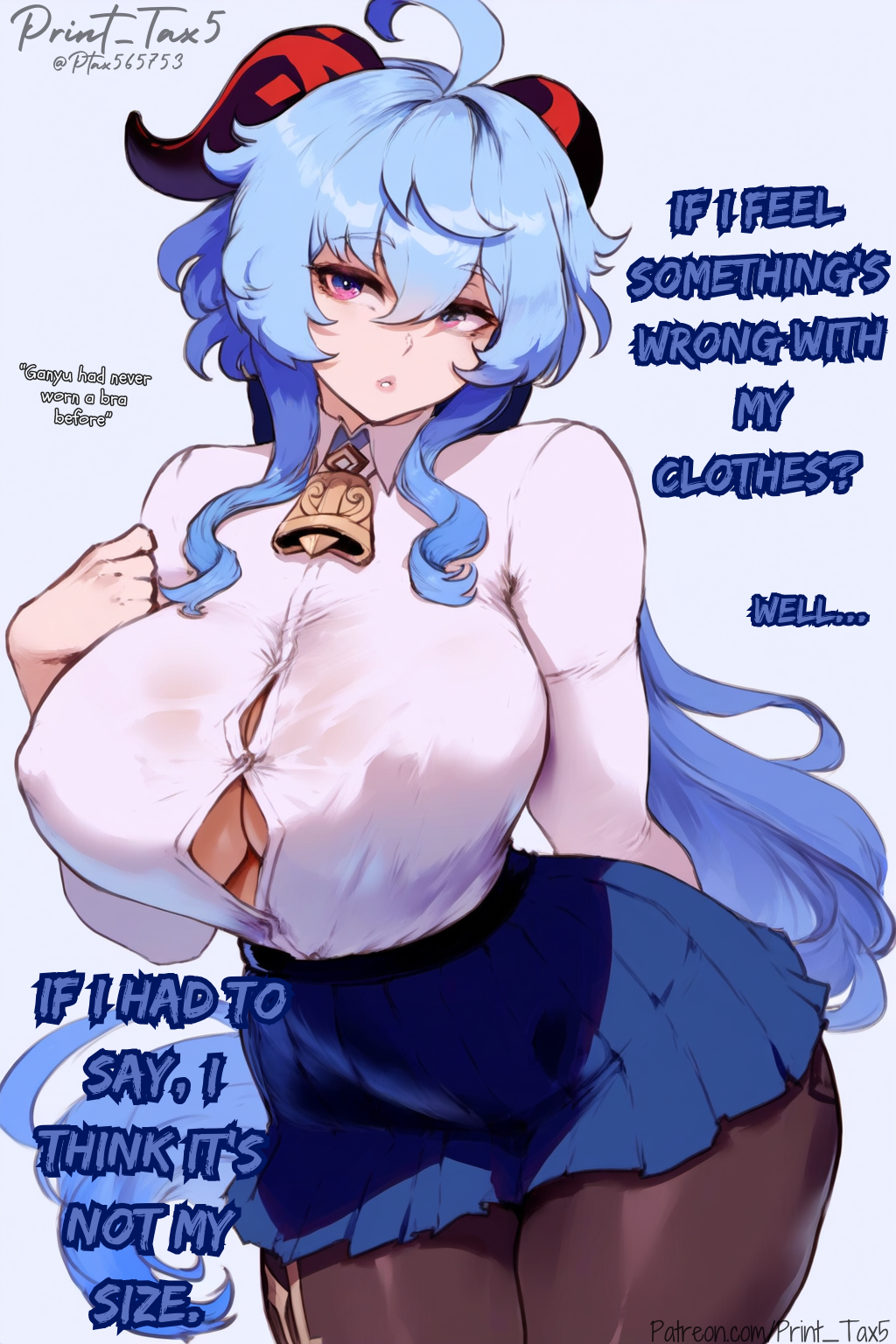 ai_assisted ai_generated big_breasts big_butt ganyu_(genshin_impact) genshin_impact office_lady patreon_username print_tax5 twitter_username