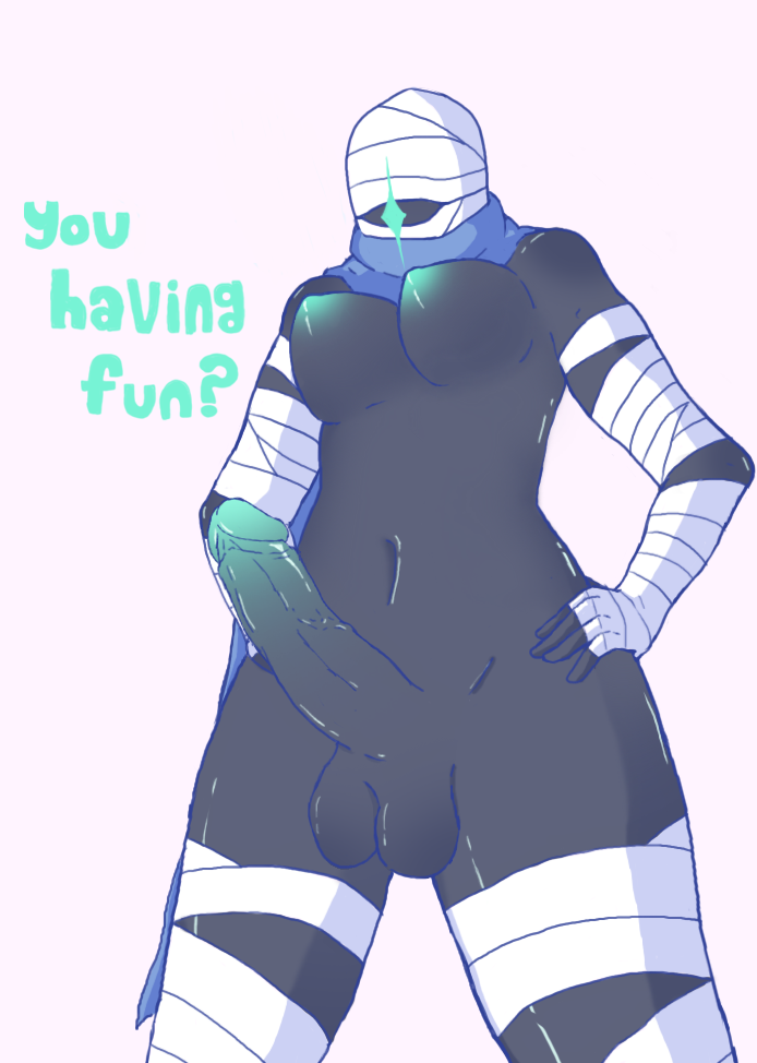 1_eye 1futa ahegaokami anthro areolae balls breasts futa_only futanari genitals humanoid humanoid_penis male/female nuclear_throne nude penis rebel_(nuclear_throne) rebel_trooper solo standing text