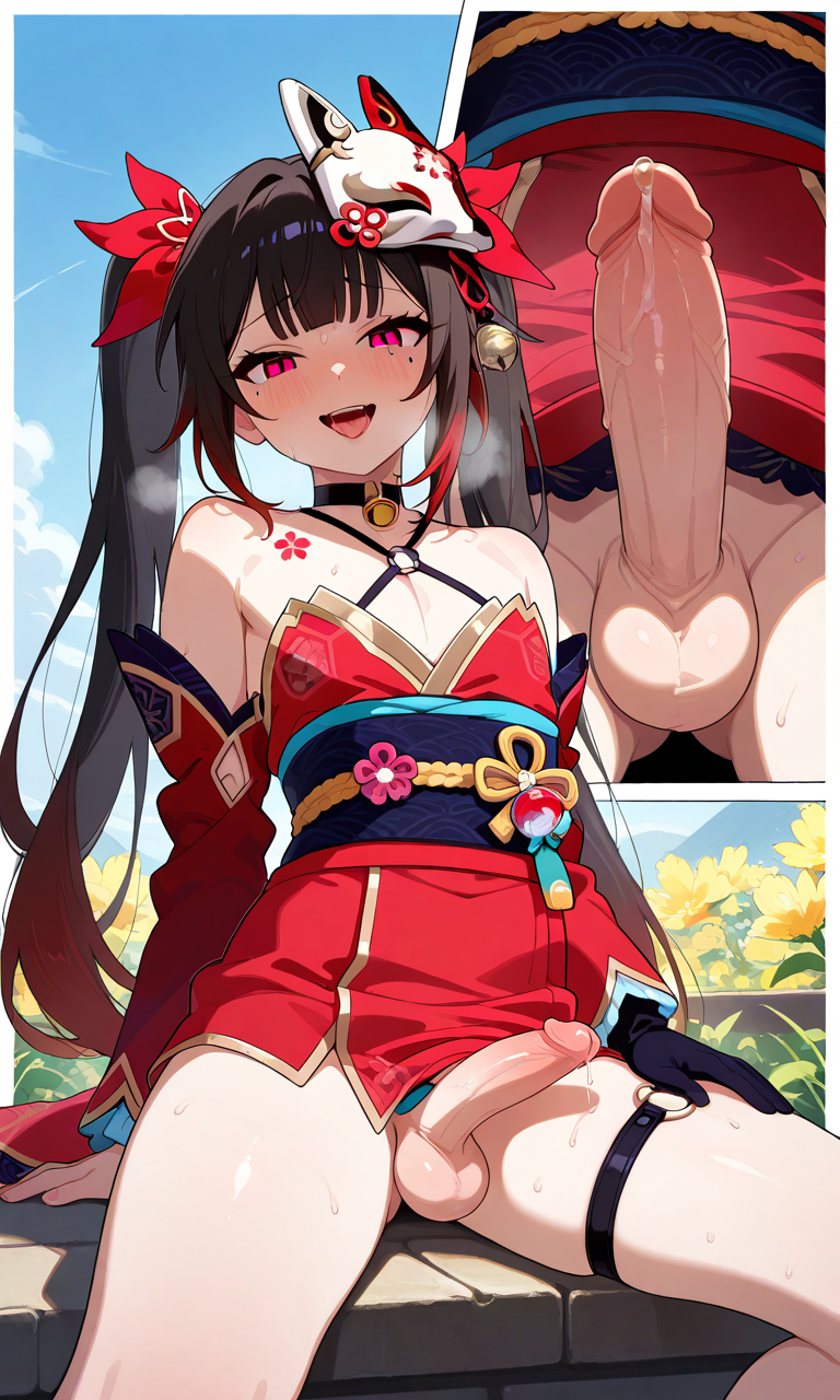 1boy 1femboy ai_generated ass balls blush cock femboy feminine_male gay honkai:_star_rail honkai_(series) horny hoyoverse imminent_oral light-skinned_femboy mihoyo outside partially_clothed penis pov precum public rule_63 self_upload sissy smile sparkle_(honkai:_star_rail) submissive_pov testicles trap yaoi