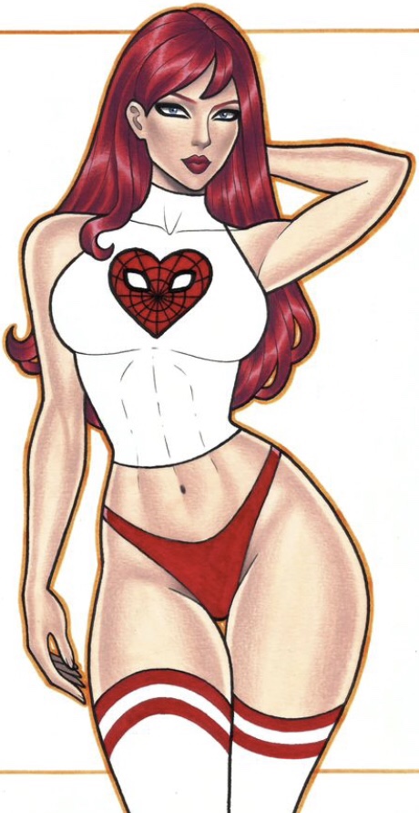 crop_top lewd m_j marvel marvel_comics mary_jane_watson mj not_porn nsfw panties pillow_shading red_hair sexy sfw spider-man_(series) stockings underwear