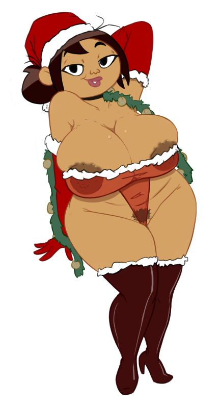 1girls alternate_version_available big_breasts christmas christmas_outfit disney disney_channel disney_xd huge_breasts looking_at_viewer mature mature_female milf sharon_mcgee terrible_the_drawfag the_ghost_and_molly_mcgee voluptuous voluptuous_female zeigram